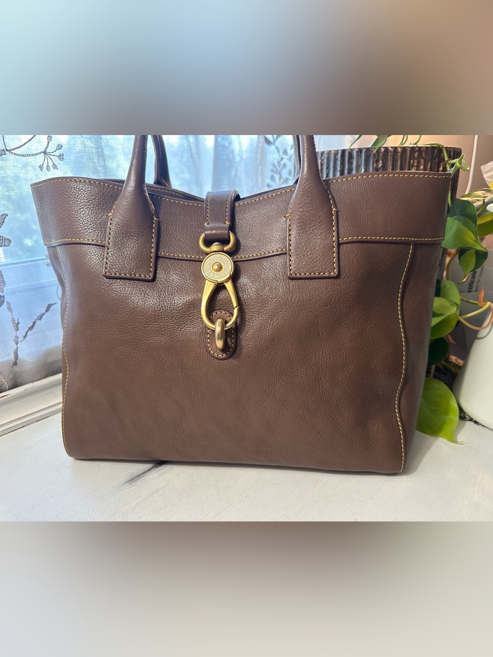 Florentine Large Amelie Taupe Shoulder Bag w/ Jewelry Quality Gold Tone Hardware